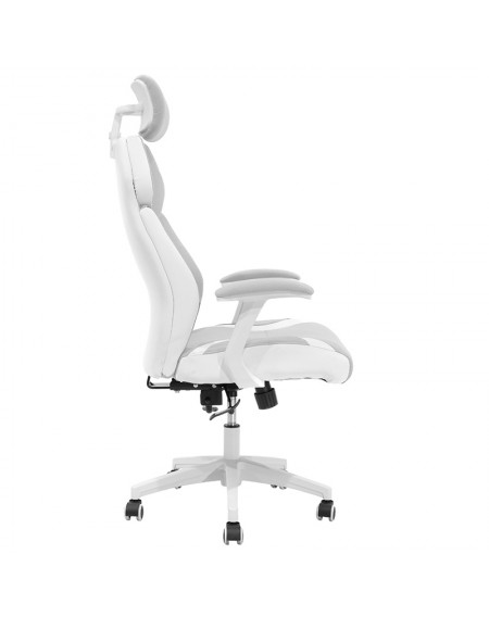 Καρέκλα γραφείου διευθυντή MOMENTUM Bucket pakoworld γκρι υφάσμα Mesh-πλάτη pu λευκό