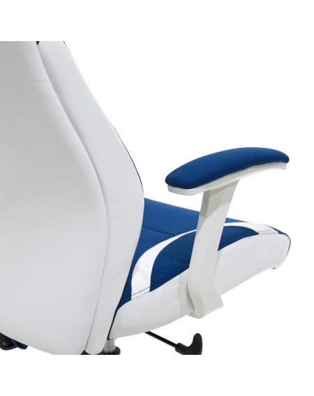 Καρέκλα γραφείου διευθυντή MOMENTUM Bucket pakoworld μπλε υφάσμα Mesh-πλάτη pu λευκό