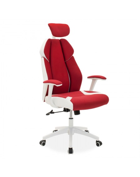 Καρέκλα γραφείου διευθυντή MOMENTUM Bucket pakoworld κόκκινο υφάσμα Mesh-πλάτη pu λευκό