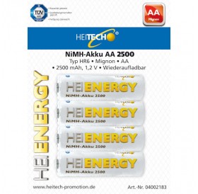 Heitech 04002183 Επαναφορτιζόμενες μπαταρίες Ni-Mh 4 τμχ HR6 Mignon AA 2500 mAh 1.2 V