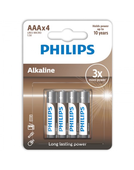 Philips LR03A4B/GRS Αλκαλικές μπαταρίες υψηλής απόδοσης 4 τμχ AAA