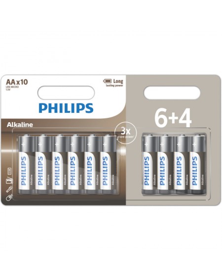 Philips LR6A10BP/GRS Αλκαλικές μπαταρίες υψηλής απόδοσης 10 τμχ AA