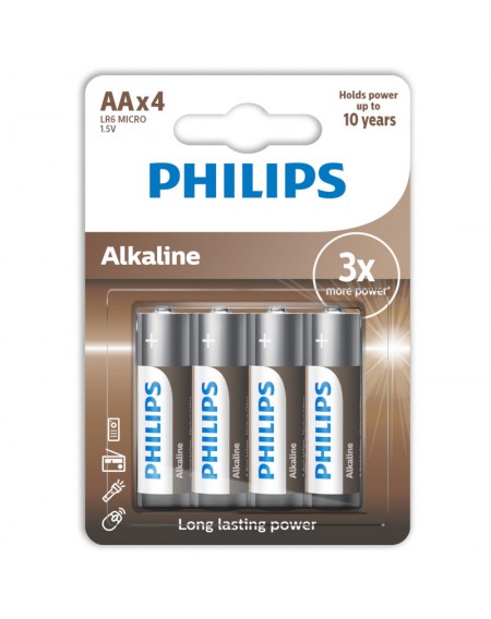 Philips LR6A4B/GRS Αλκαλικές μπαταρίες υψηλής απόδοσης 4 τμχ AA