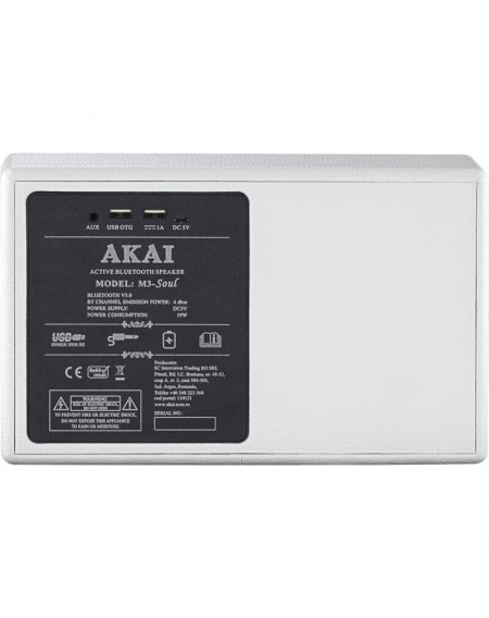 Akai M3-Soul White Φορητό ηχείο Bluetooth με USB, Aux-In και USB για φόρτιση – 20 W