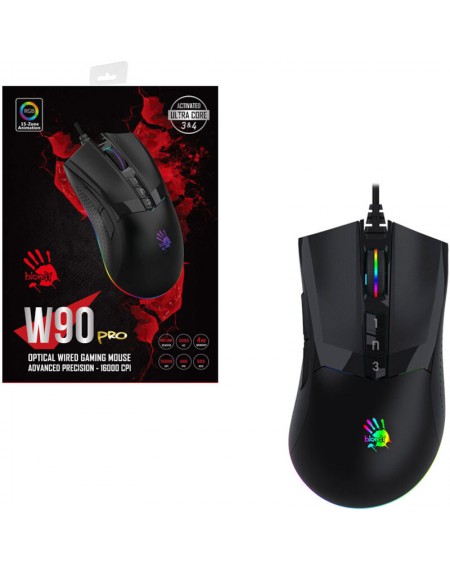 Bloody W90 PRO Ενσύρματο ποντίκι με 2 επιπλέον κουμπιά και RGB 16000 CPI