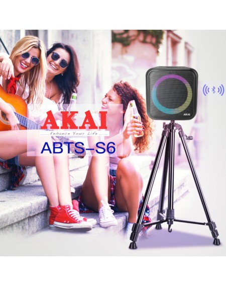 Akai ABTS-S6 Φορητό ηχείο Bluetooth karaoke με τρίποδο, USB, TWS, LED, micro SD, Aux-In, Aux-Out και ενσ. μικρόφωνο – 20 W