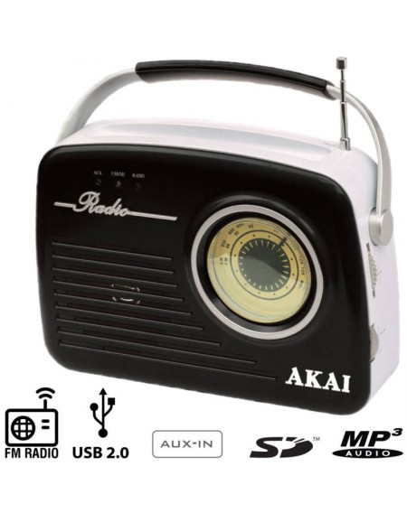 Akai APR-11B Ρετρό φορητό ραδιόφωνο με USB, κάρτα SD και Aux-In