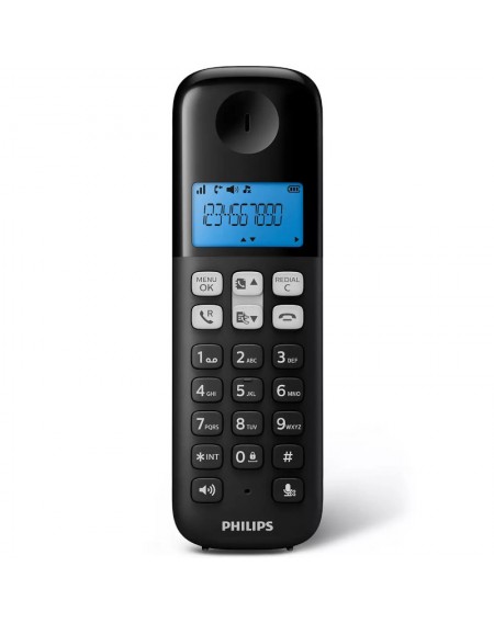 Philips D1612B/GRS Μαύρο (Ελληνικό Μενού) Διπλό ασύρματο τηλέφωνο ανοιχτή ακρόαση, φωτιζόμενη οθόνη και 50 μνήμες