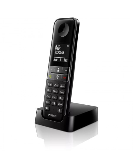 Philips D4701B/GRS Μαύρο (Ελληνικό Μενού) Ασύρματο τηλέφωνο με ανοιχτή ακρόαση, φωτιζόμενη οθόνη & πληκτρ., φραγή κλήσεων και 50 διπλές μνήμες