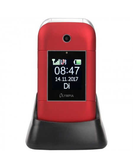 Olympia JANUS GR Κόκκινο (Ελληνικό Μενού) Κινητό τηλέφωνο για ηλικιωμένους με κουμπί SOS, Bluetooth και 2 οθόνες