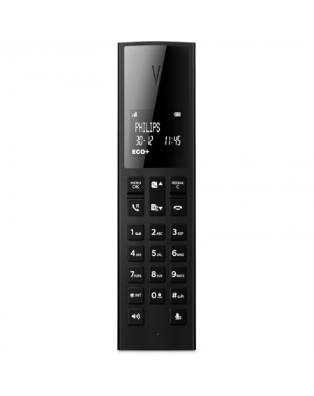 Philips M3501B/GRS Μαύρο (Ελληνικό Μενού) Ασύρματο τηλέφωνο με ανοιχτή ακρόαση, φωτ. οθόνη, φραγή κλήσεων, 50 μνήμες και micro-USB