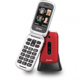 Olympia MIRA GR Κόκκινο (Ελληνικό Μενού) Κινητό τηλέφωνο για ηλικιωμένους με κουμπί SOS, Bluetooth και κάμερα με φλας