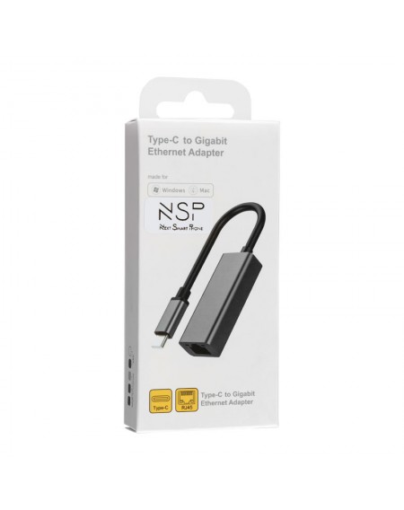 NSP N08 Αντάπτορας USB Type-C 3.1 αρσενικό σε RJ45 gigabit ethernet θηλυκό – 1000Mbps