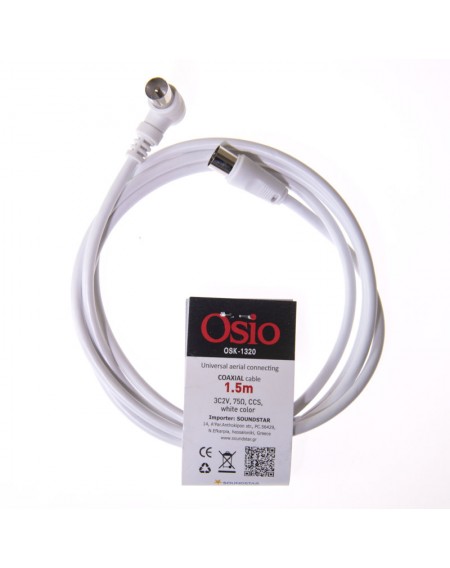 Osio OSK-1320 Ομοξονικό καλώδιο κεραίας γωνιακό αρσενικό σε θηλυκό 1.5 m 75 Ω