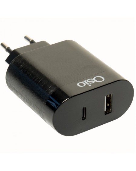 Osio OTU-5904B Διπλός φορτιστής κινητού με USB Type-C και USB Type-A – 18W