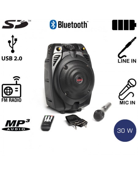 Akai SS022A-X6 Φορητό ηχείο Bluetooth με ενισχυτή, USB και κάρτα SD – 30 W RMS