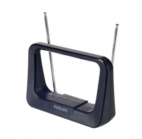 Philips SDV1226/GRS Κεραία τηλεόρασης HDTV/4K/UHF/VHF/FM εσωτερικού χώρου με ενισχυτή 28 dB και φίλτρο GSM  – 17 x 12 cm