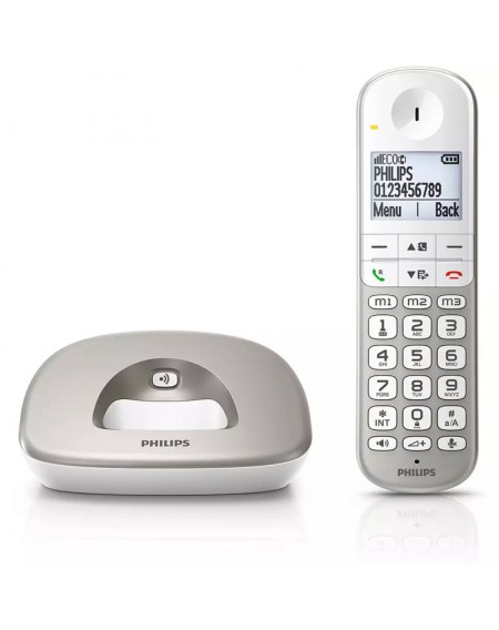 Philips XL4901S/GRS (Ελληνικό Μενού) Ασύρματο τηλέφωνο συμβατό με ακουστικά βαρηκοΐας, με ανοιχτή ακρόαση, φωτ. οθόνη και φραγή κλήσεων