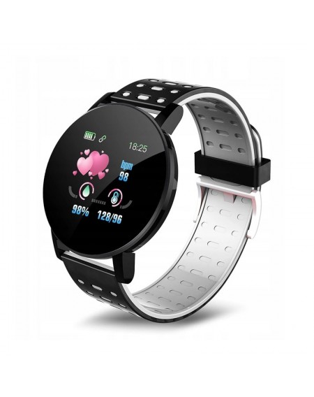 Smartwatch 119 Plus με Μετρητή Καρδιακών Παλμών Χρώματος Μαύρο - Λευκό SPM